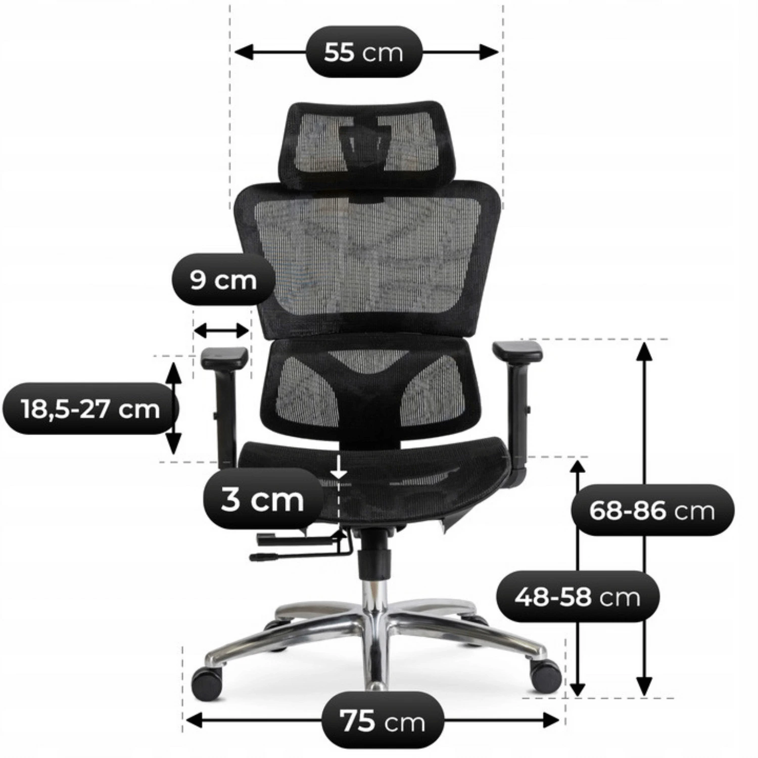 Ergonomické otočné kreslo ROYAL, čierne