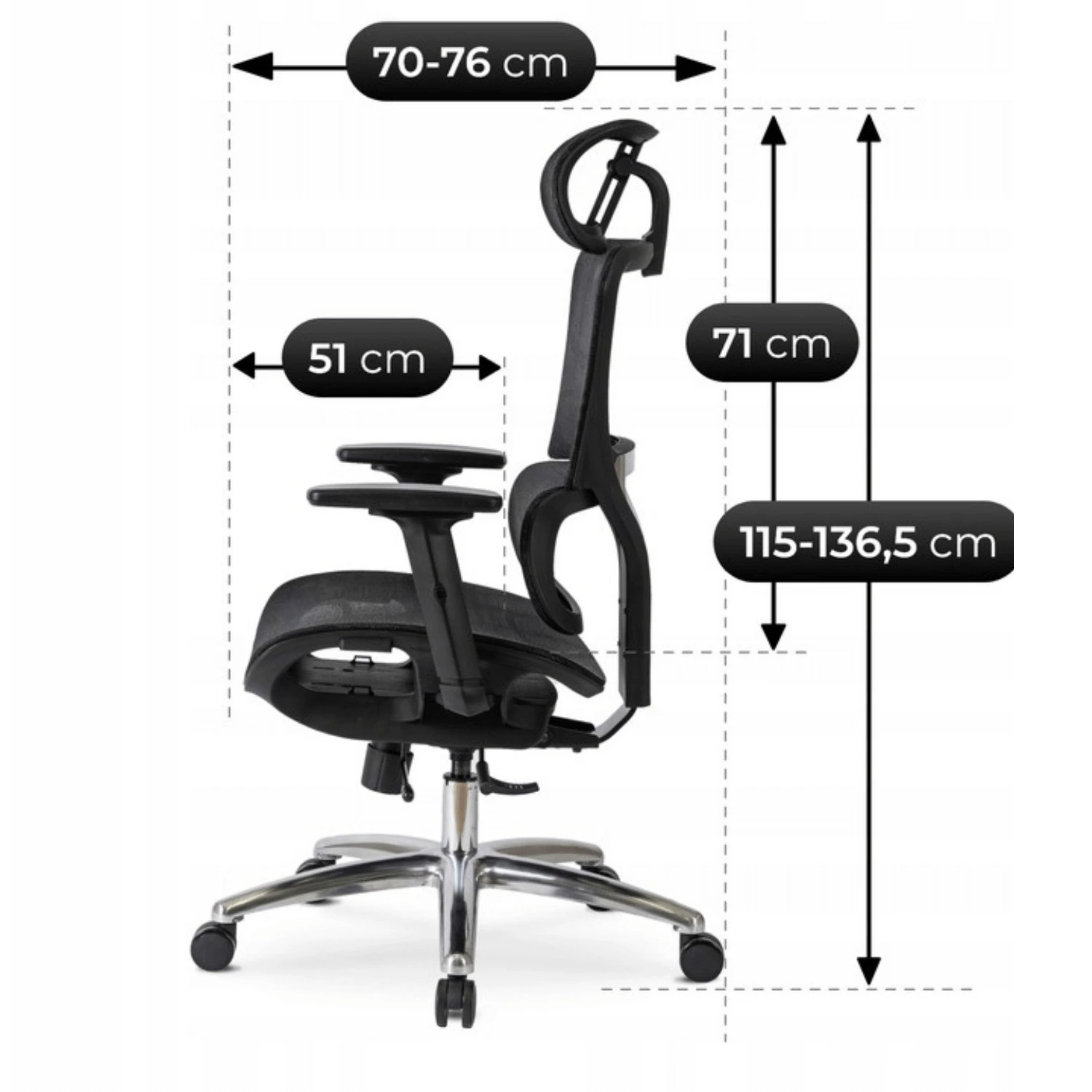 Ergonomické otočné kreslo ROYAL, čierne
