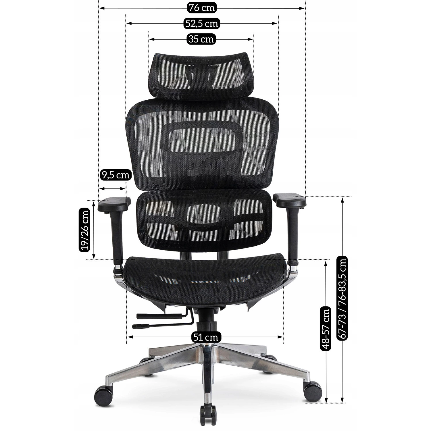 Ergonomické otočné kreslo NINO, čierne