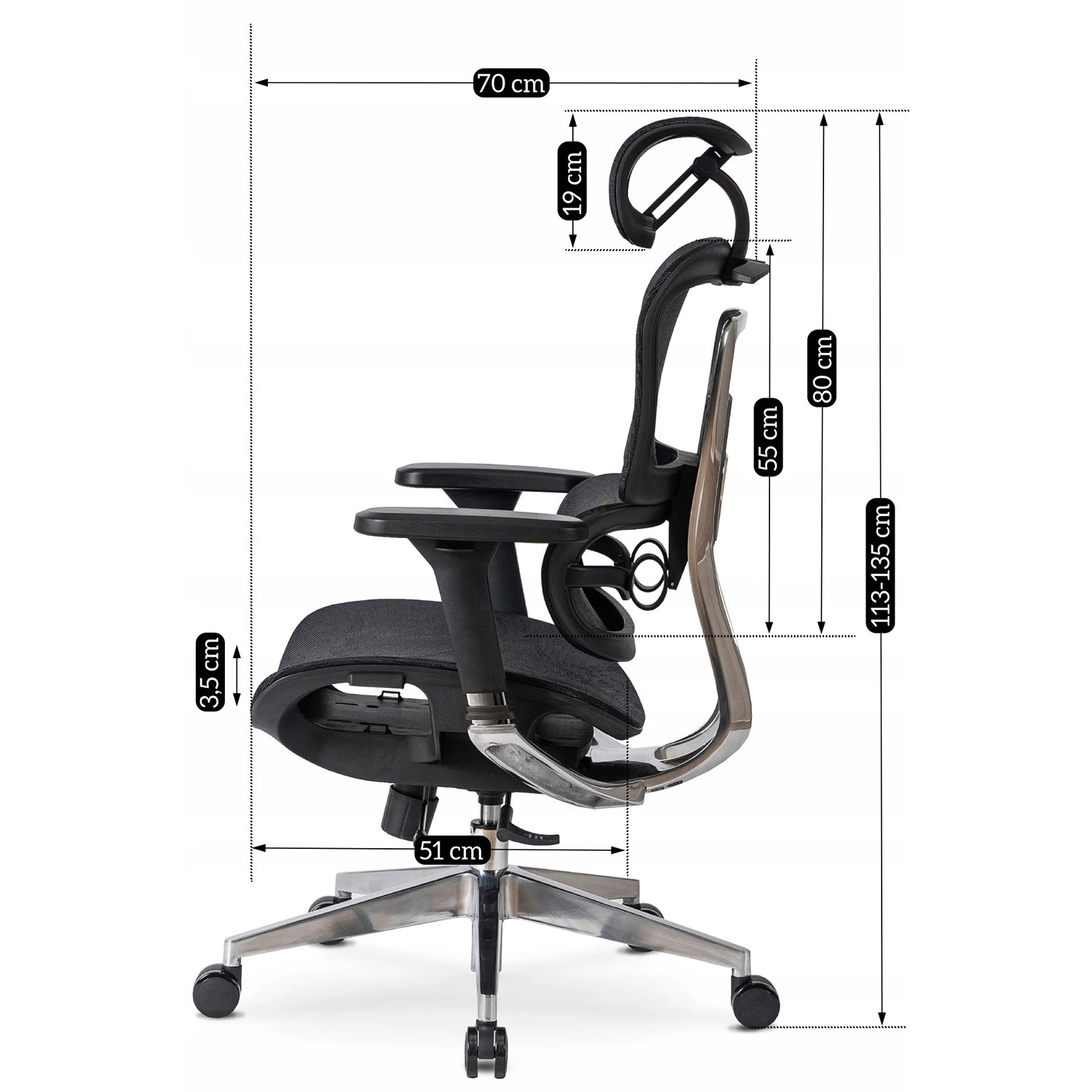 Ergonomické otočné kreslo NINO, čierne