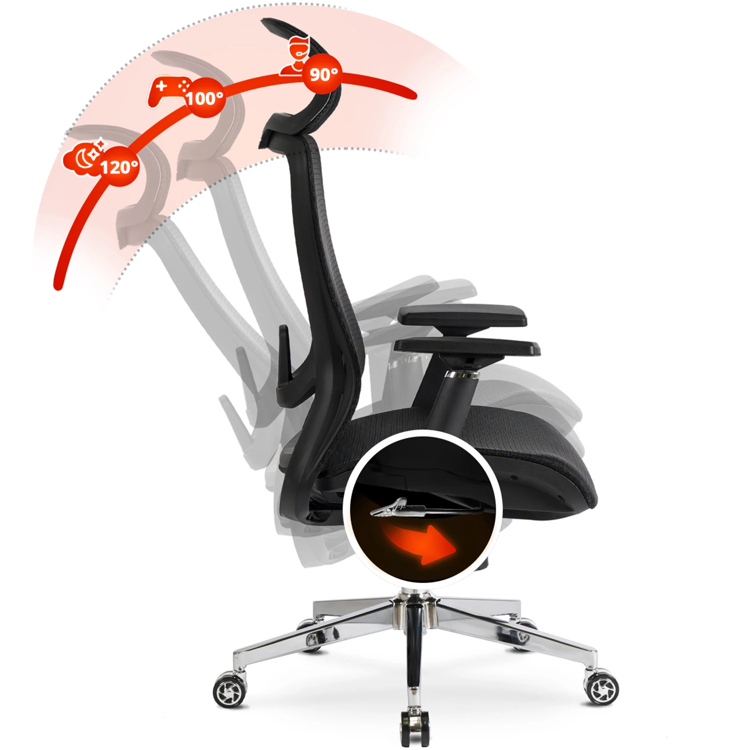 Ergonomické otočné kreslo LITOS, čierne