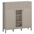 Komoda Przeszklona z Szufladami SELVIO 133,1 cm Taupe Ryflowana Nowoczesna