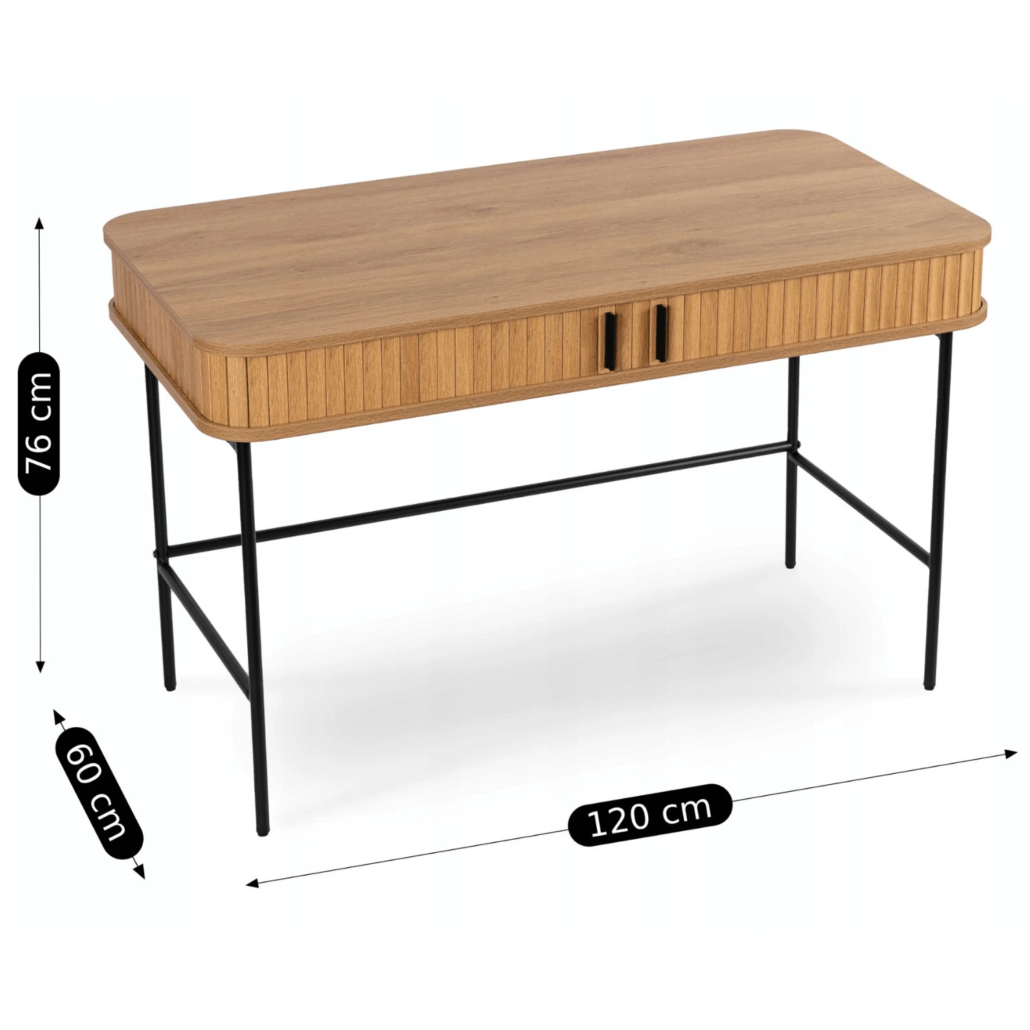 Ryhovaný písací stôl TRISH 120 cm, dub