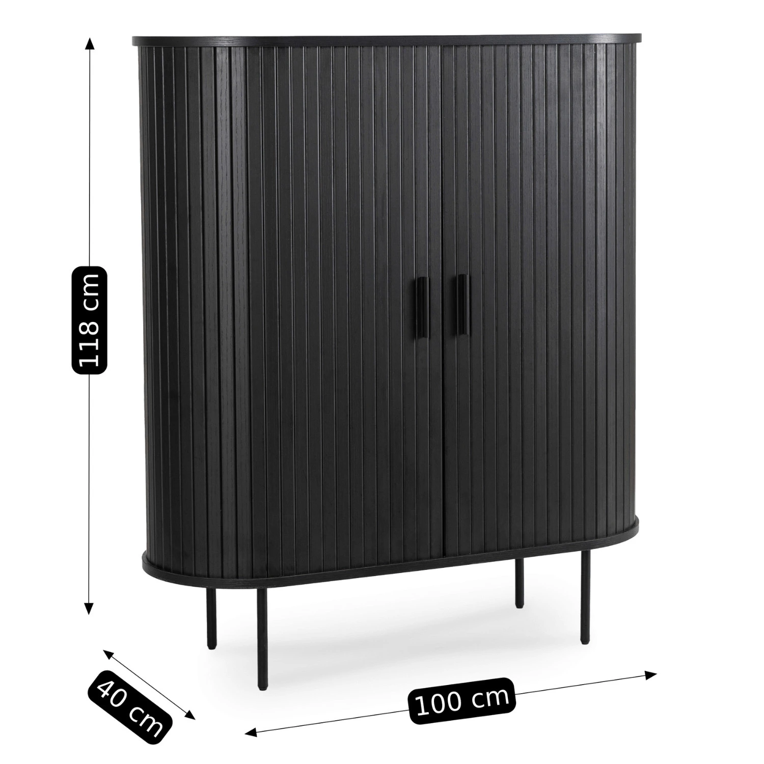 Dvojdverová rozsuvná komoda TRISH 100 cm, čierna