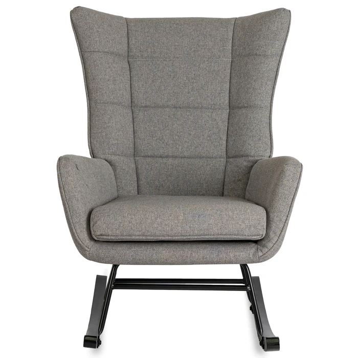 Fotel Bujany Uszak JACKSON Szary/Czarny Nowoczesny