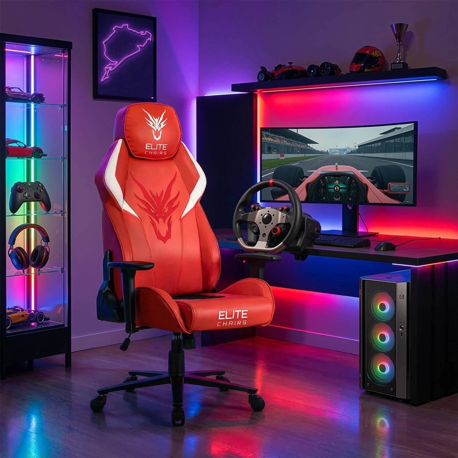 Otočné herné kreslo NEXON, červené