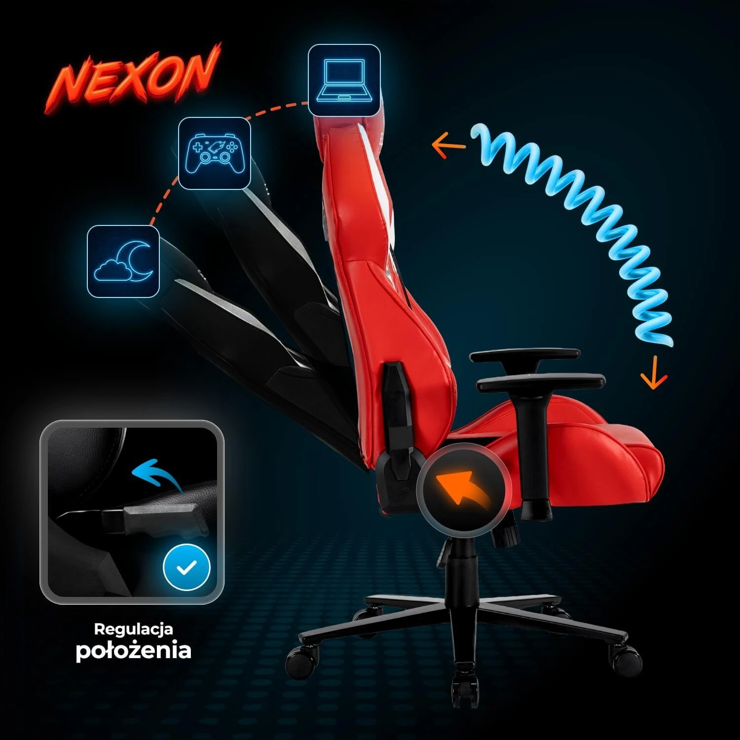 Otočné herné kreslo NEXON, červené