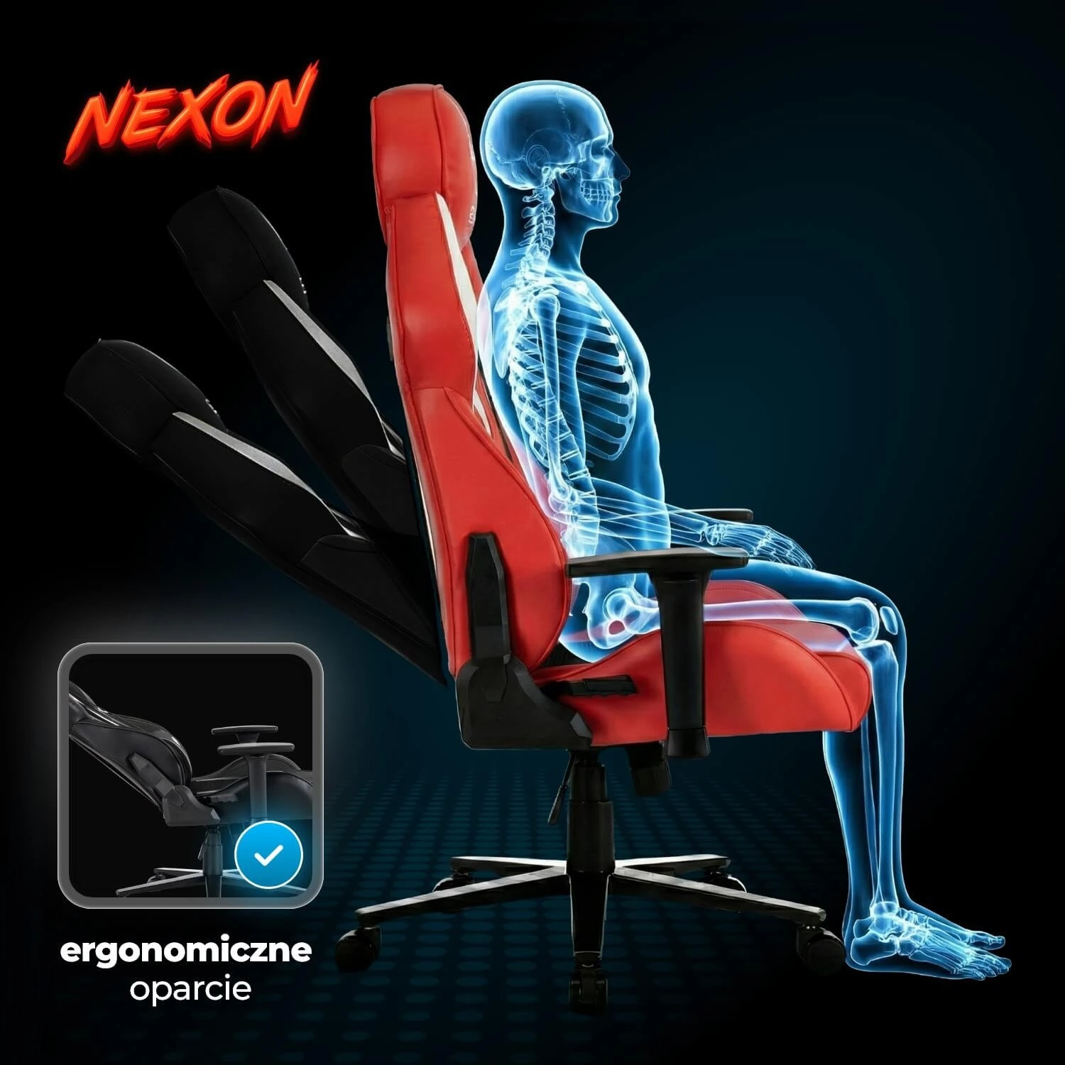 Otočné herné kreslo NEXON, červené