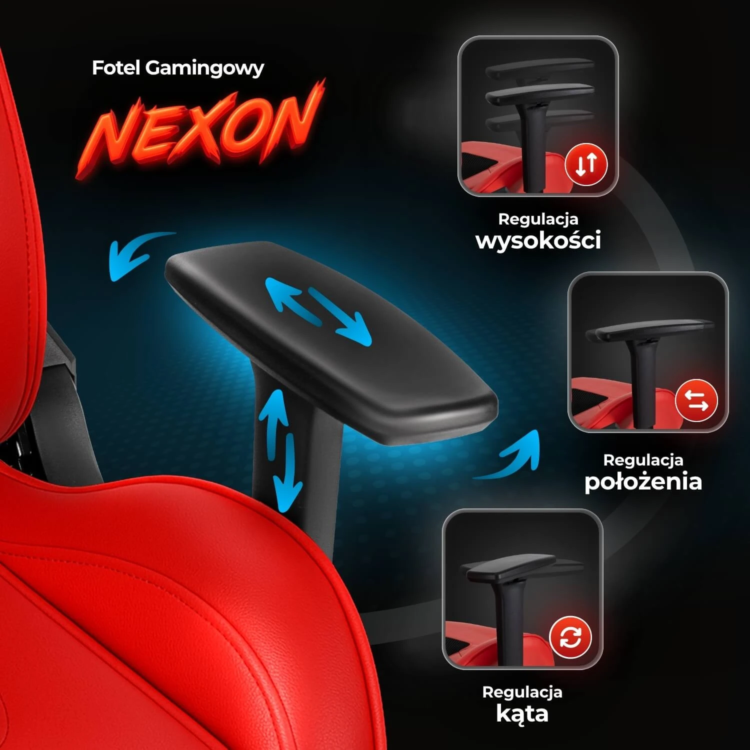 Otočné herné kreslo NEXON, červené
