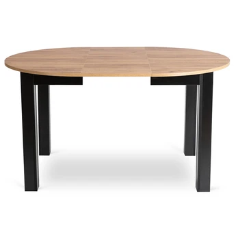 Zestaw Stół Okrągły Rozkładany HARRY 102-142 cm Dąb Craft/Czarny i 4 Krzesła Tapicerowane ROBIN Szare - obraz 12