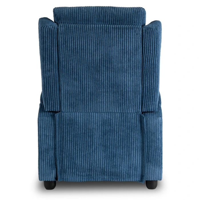 Fotel Rozkładany z Podnóżkiem SPENCER Granatowy Sztruksowy Skandynawski
