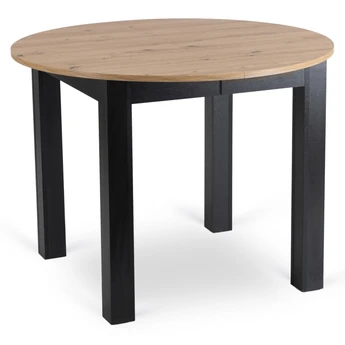 Zestaw Stół Okrągły Rozkładany HARRY 102-142 cm Dąb Artisan/Czarny i 4 Krzesła Tapicerowane ROBIN Szare - obraz 7