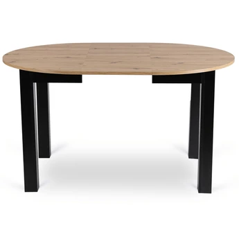 Zestaw Stół Okrągły Rozkładany HARRY 102-142 cm Dąb Artisan/Czarny i 4 Krzesła Tapicerowane ROBIN Szare - obraz 10
