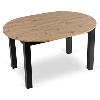 Zestaw Stół Okrągły Rozkładany HARRY 102-142 cm Dąb Artisan/Czarny i 6 Krzeseł Tapicerowanych ROBIN Szarych - obraz 7