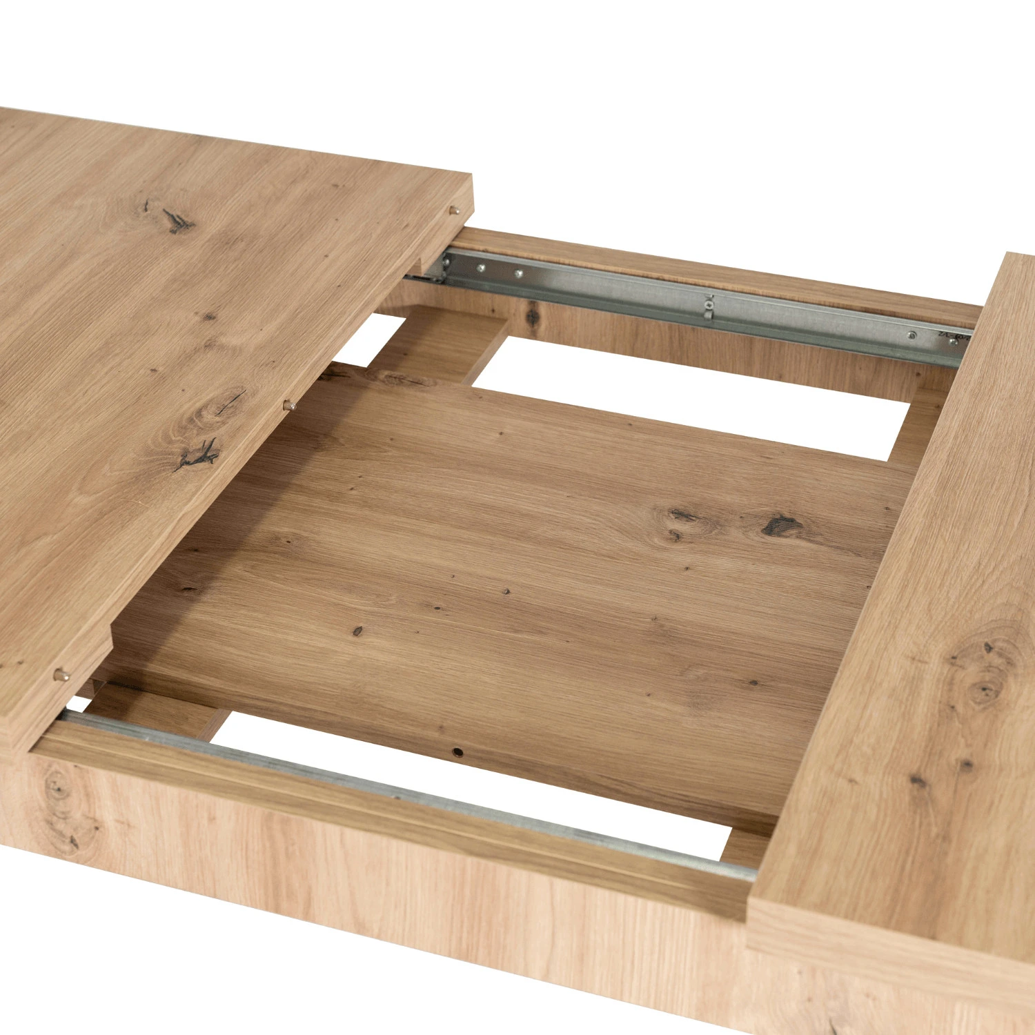 Rozkladací stôl SKUBI 120-160 cm, dub artisan