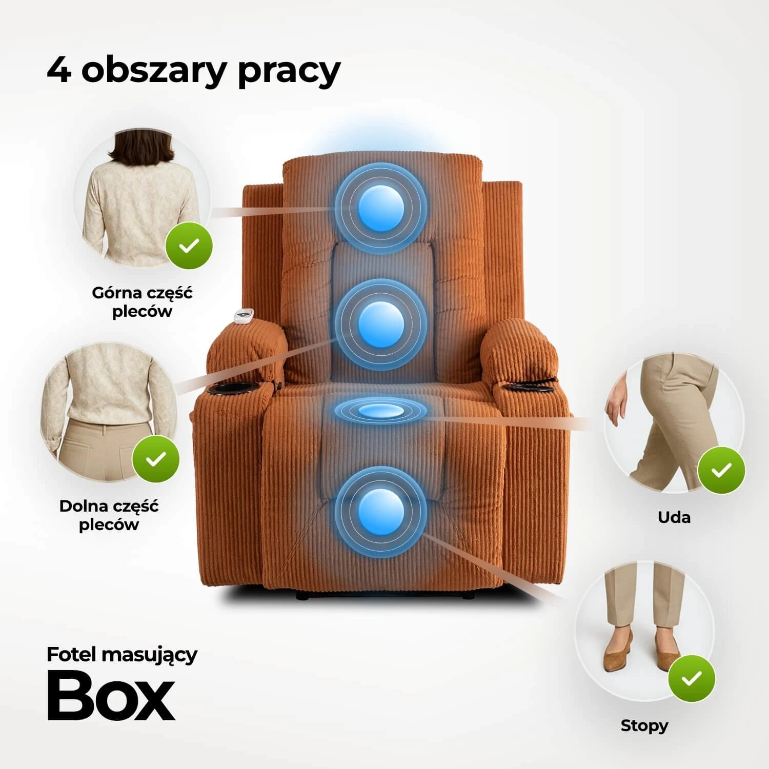 Rozkladacie masážne kreslo BOX, ryšavé, menčester