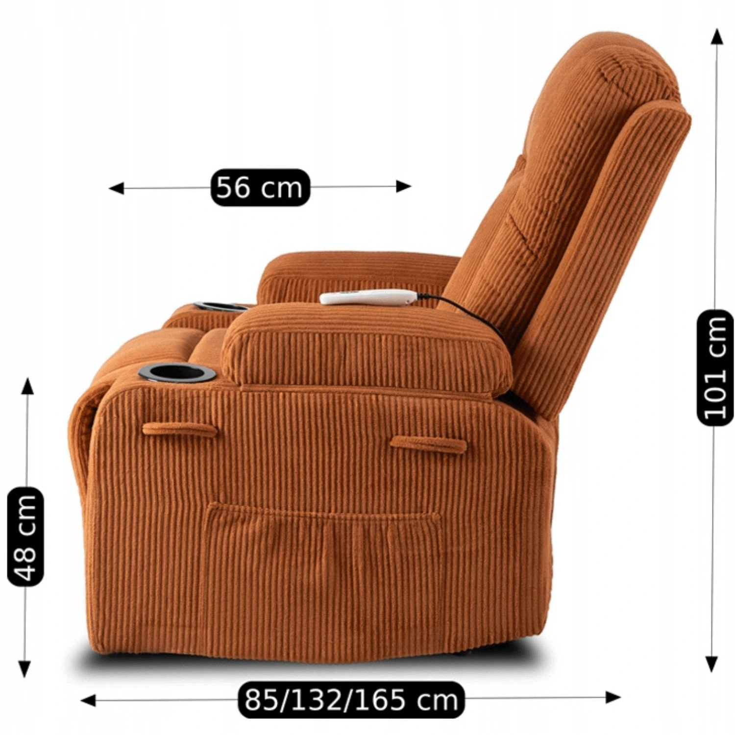 Rozkladacie masážne kreslo BOX, ryšavé, menčester