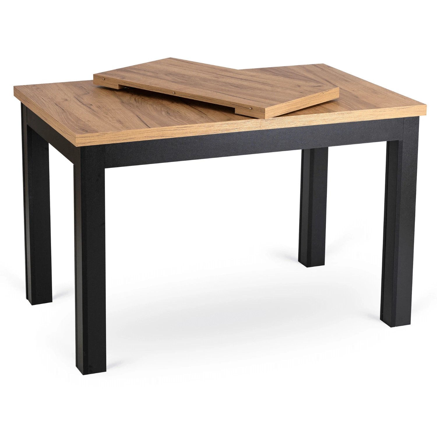 Rozkladací stôl SKUBI 120-160 cm, dub craft/čierny