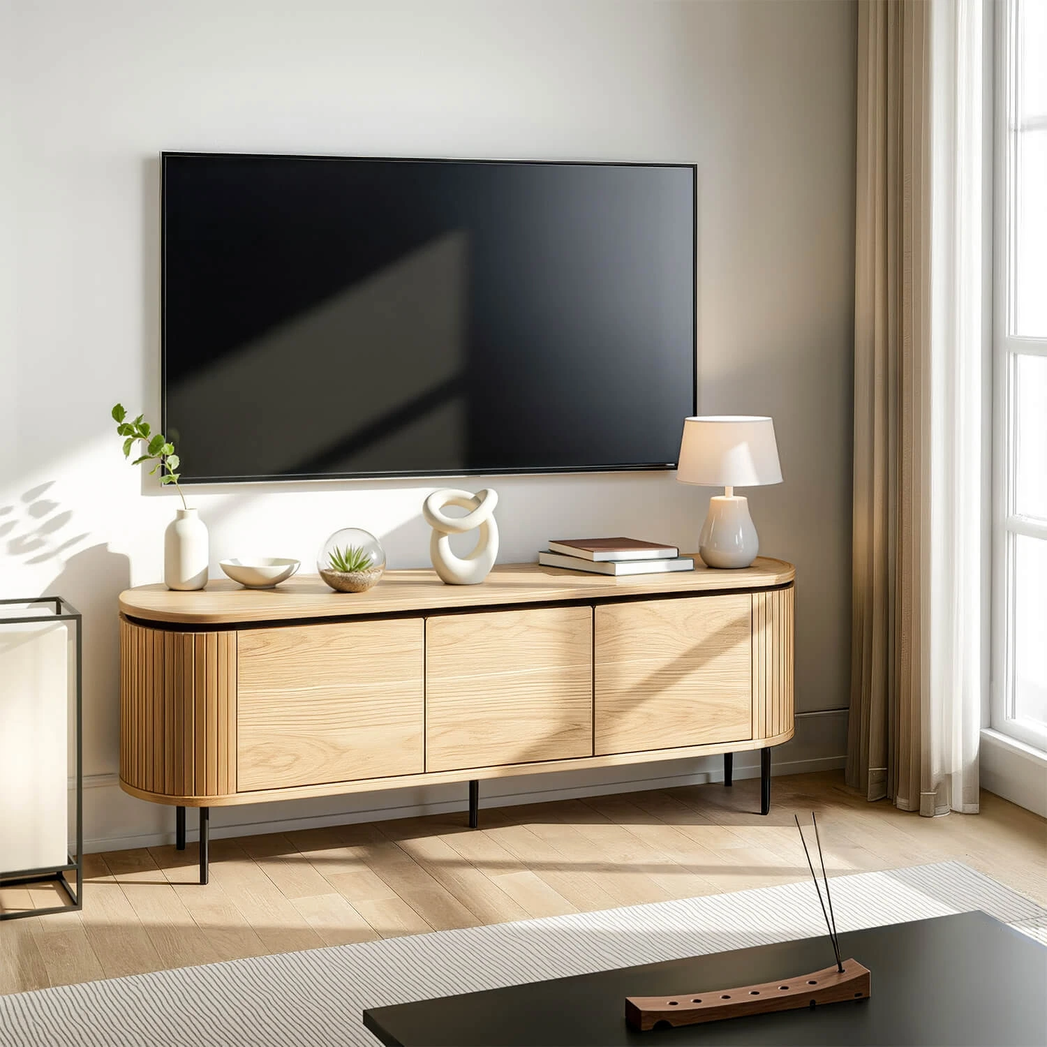 Trojdverová tv skrinka BECK 160 cm, dub