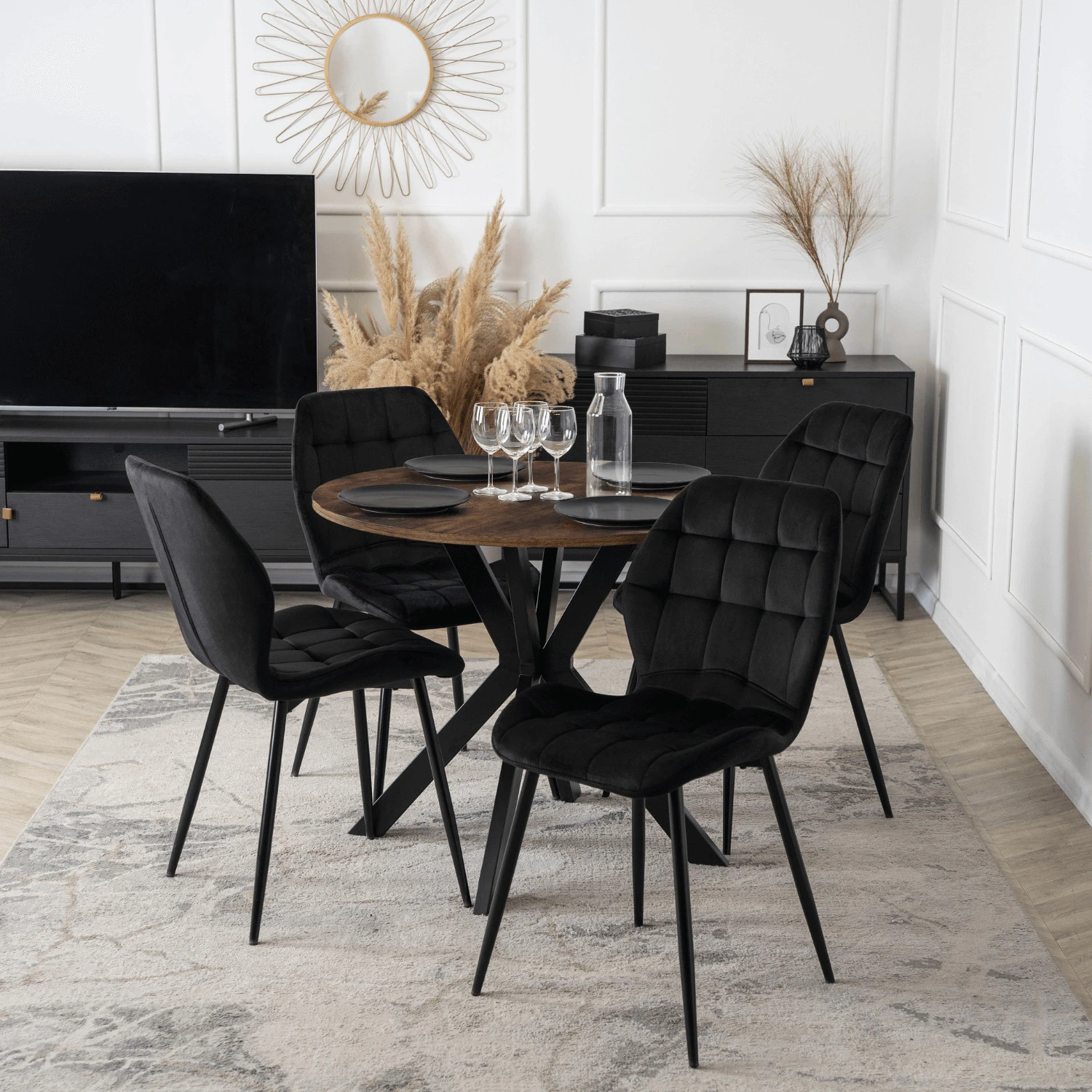 Stôl LAUREN 80 cm, rustikálny dub/čierny