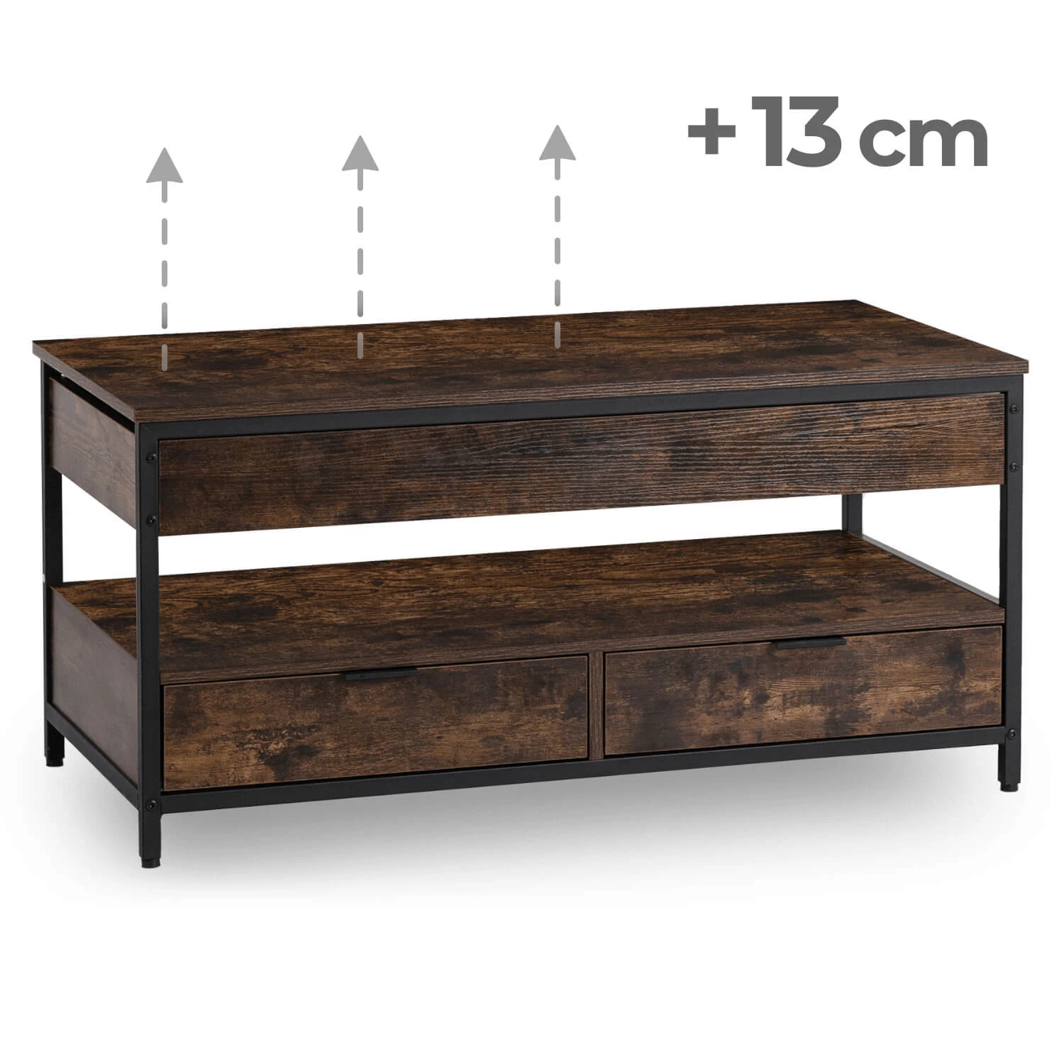 Rozkladací konferenčný stolík LUCA 100 cm, rustikálny dub/čierny