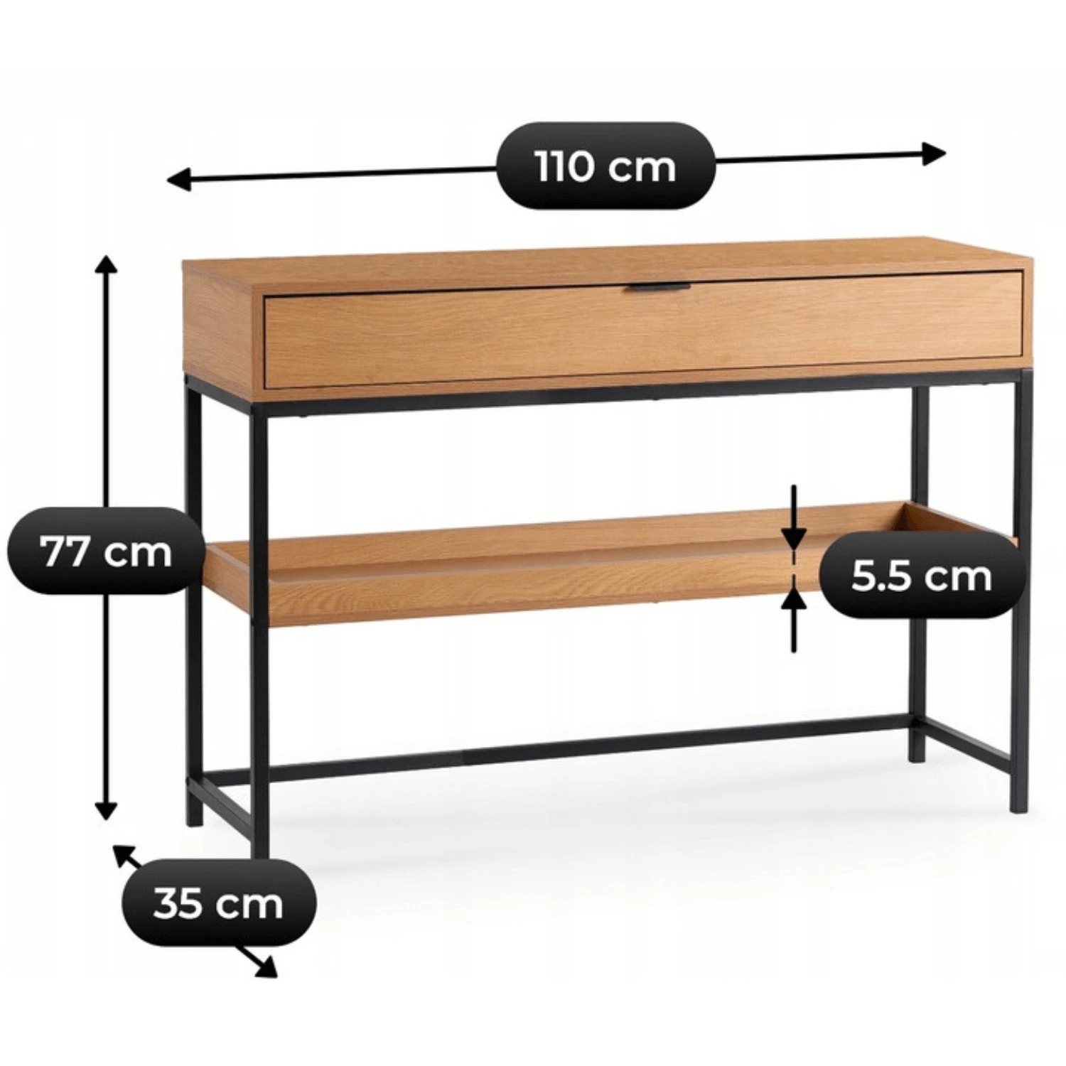 Konzola do predsiene RUBY 100 cm s policou, dub/čierna