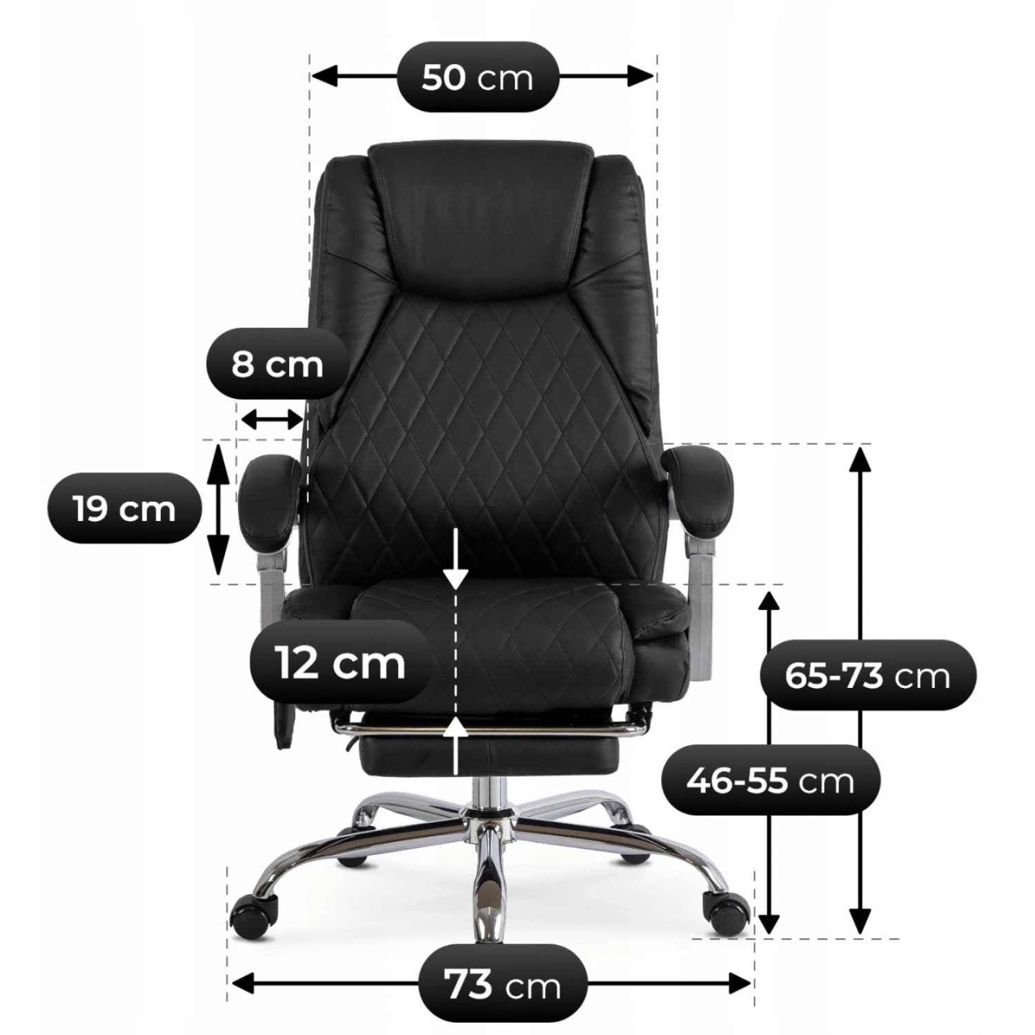 Masážne vyhrievané otočné kreslo GIORGIO, čierne