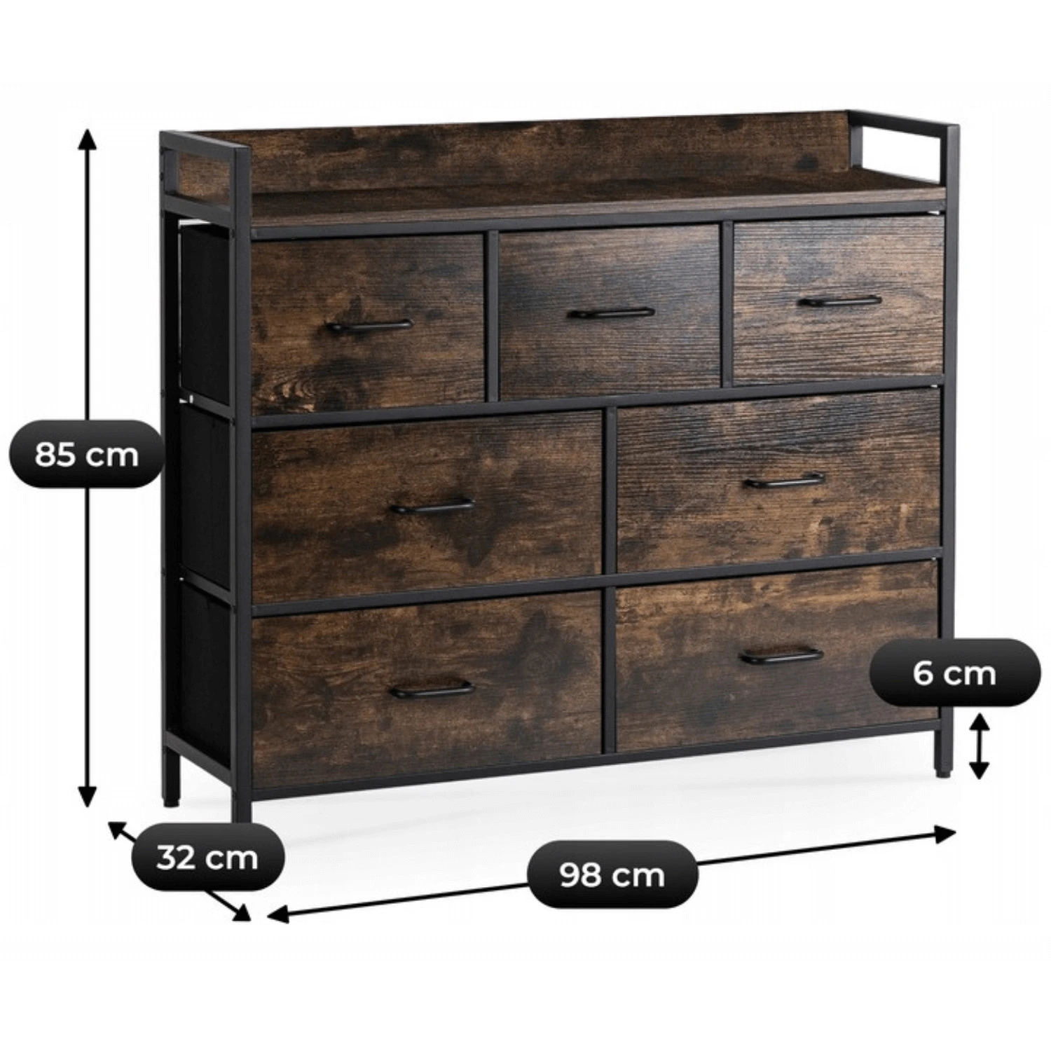 Komoda so zásuvkami HUDSON 98 cm, rustikálny dub/čierna