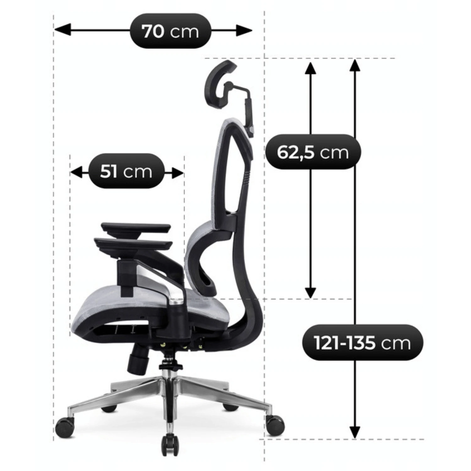 Ergonomické otočné kreslo MARTIN, sivé
