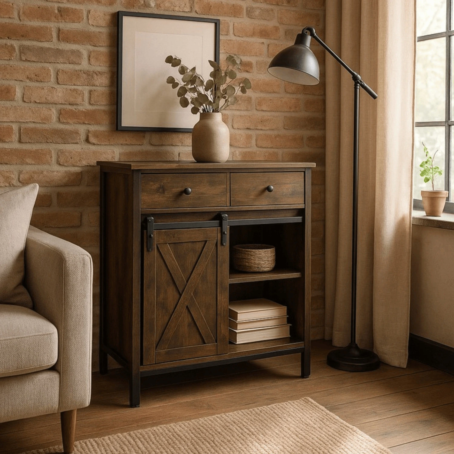 Komoda so zásuvkami COLE 70 cm, rustikálny dub/čierna