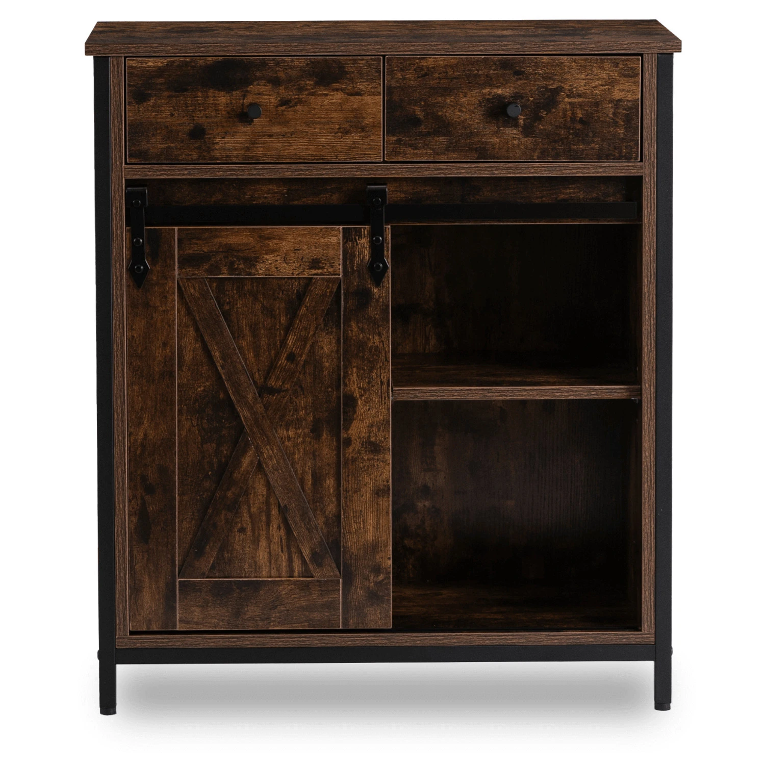 Komoda so zásuvkami COLE 70 cm, rustikálny dub/čierna