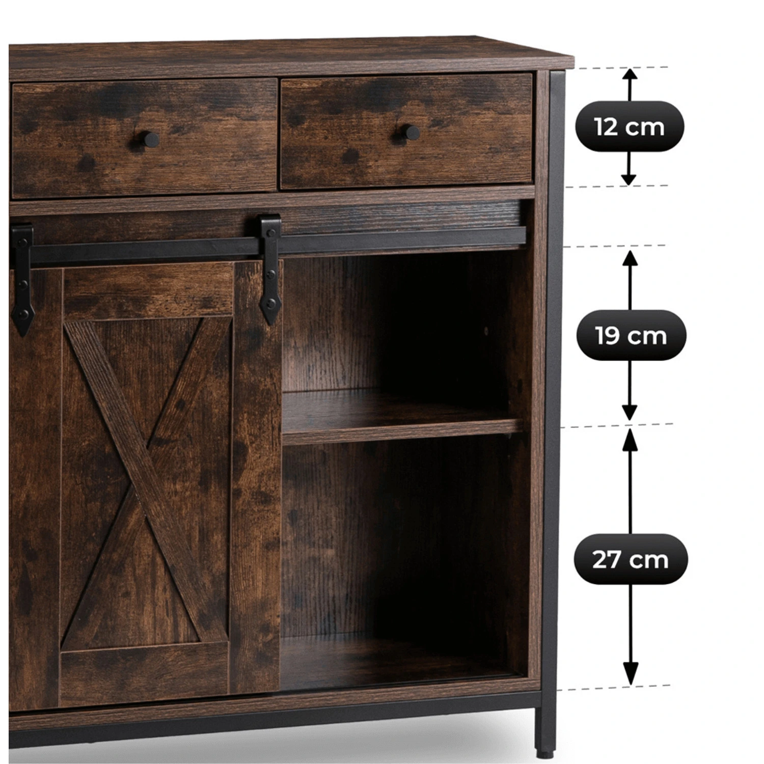 Komoda so zásuvkami COLE 70 cm, rustikálny dub/čierna