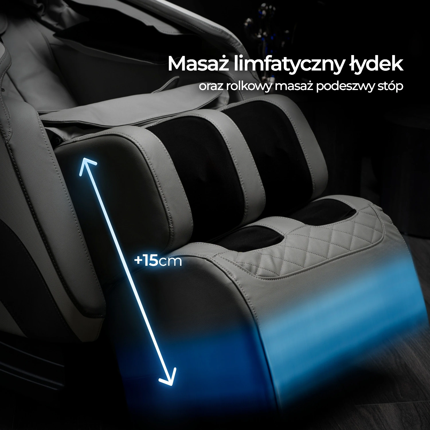 Masážne anglické kreslo VX MAX menu, sivé, ekokoža