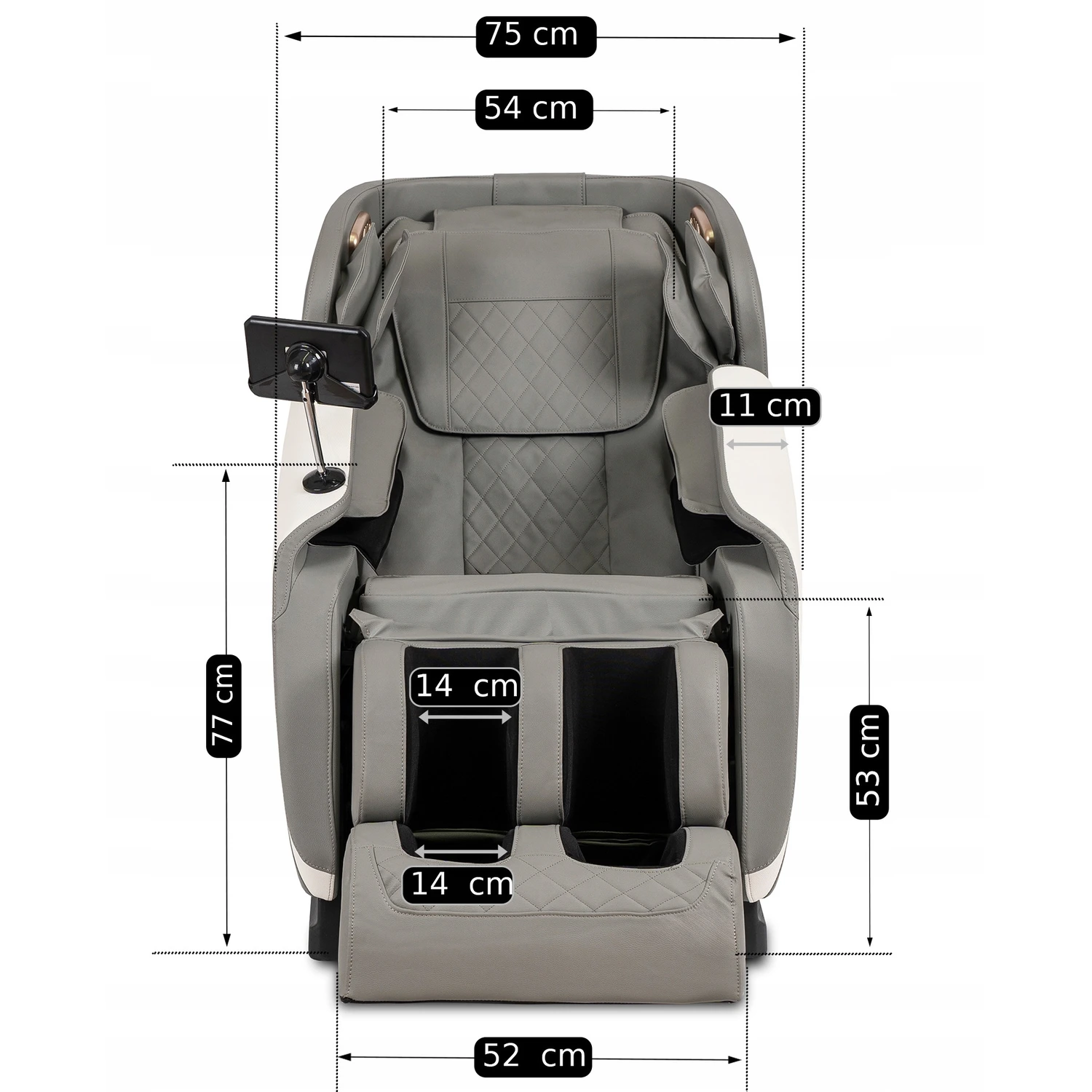 Masážne anglické kreslo VX MAX menu, sivé, ekokoža