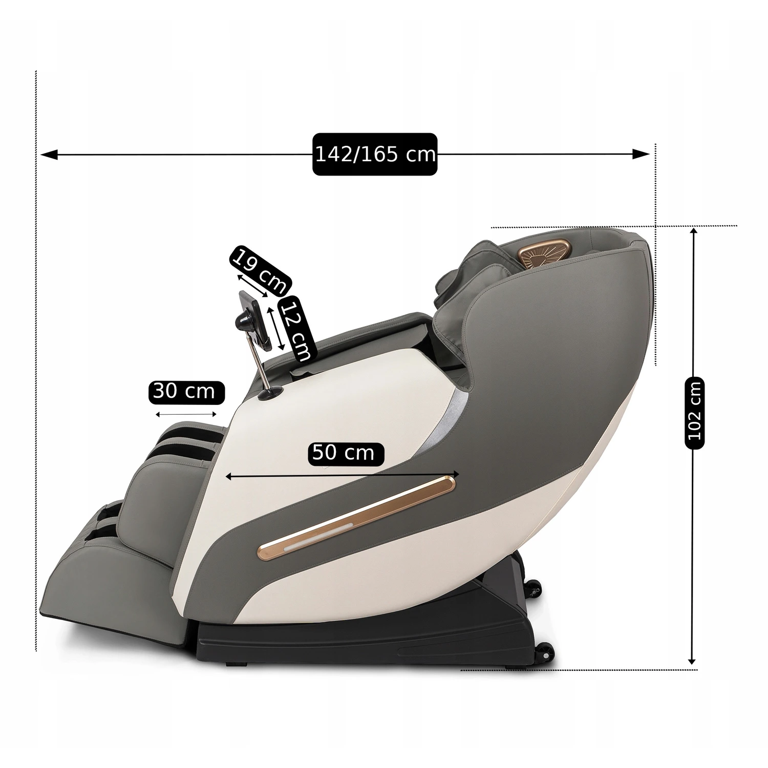 Masážne anglické kreslo VX MAX menu, sivé, ekokoža