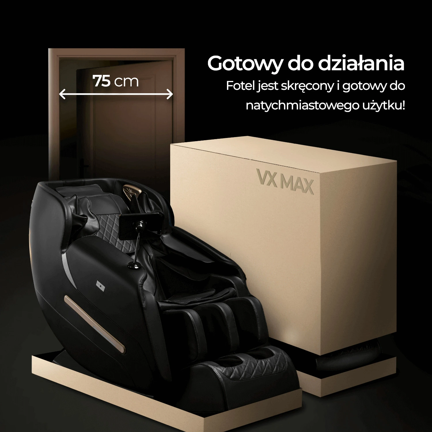 Masážne anglické kreslo VX MAX menu, čierne, ekokoža