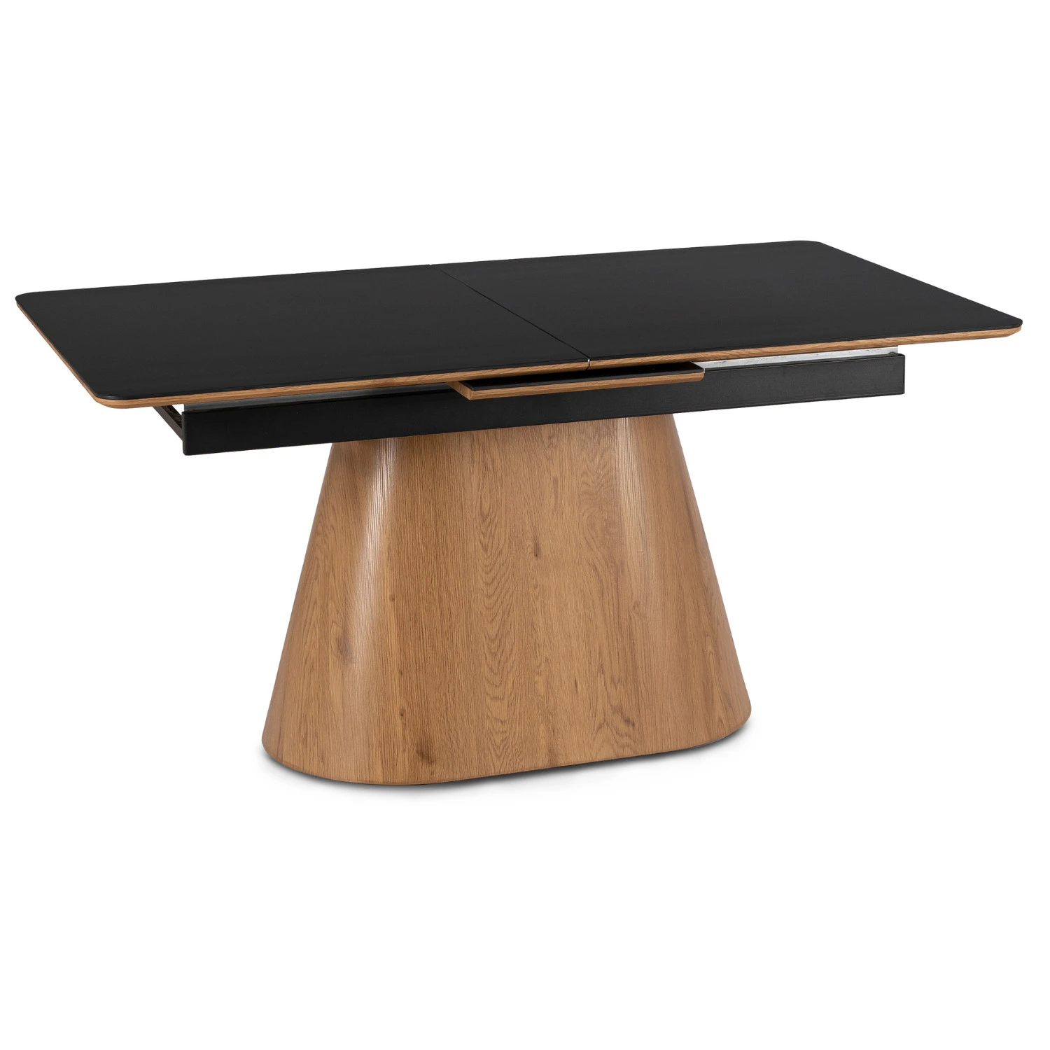 Keramický rozkladací stôl LIZBONA 160-200 cm, čierny/dub
