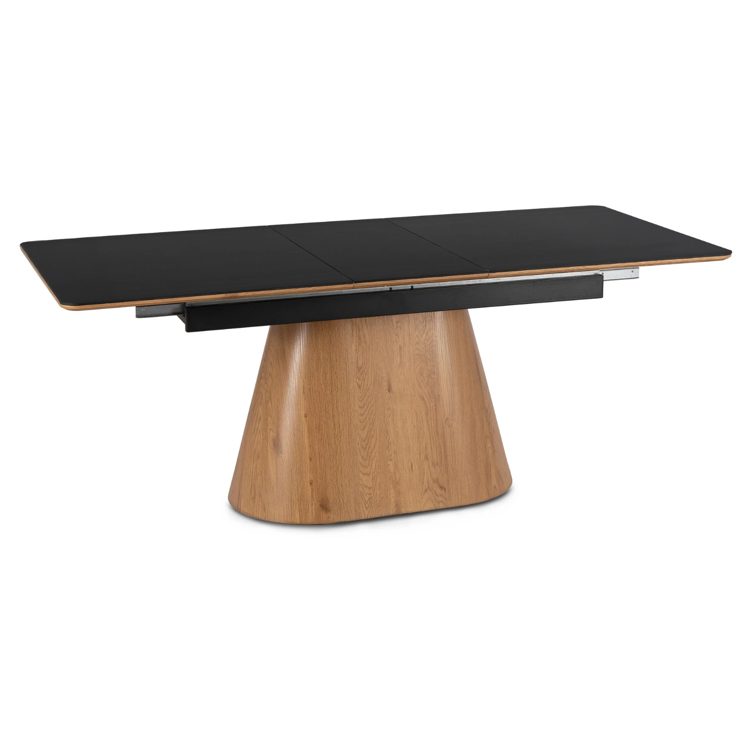 Keramický rozkladací stôl LIZBONA 160-200 cm, čierny/dub