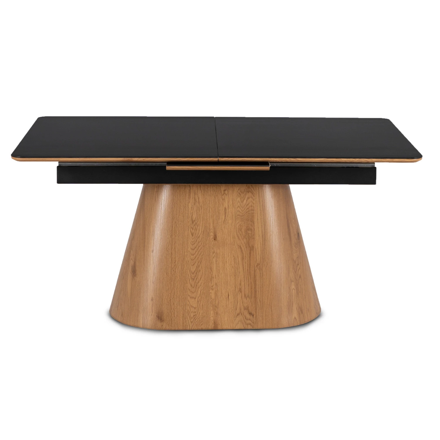 Keramický rozkladací stôl LIZBONA 160-200 cm, čierny/dub