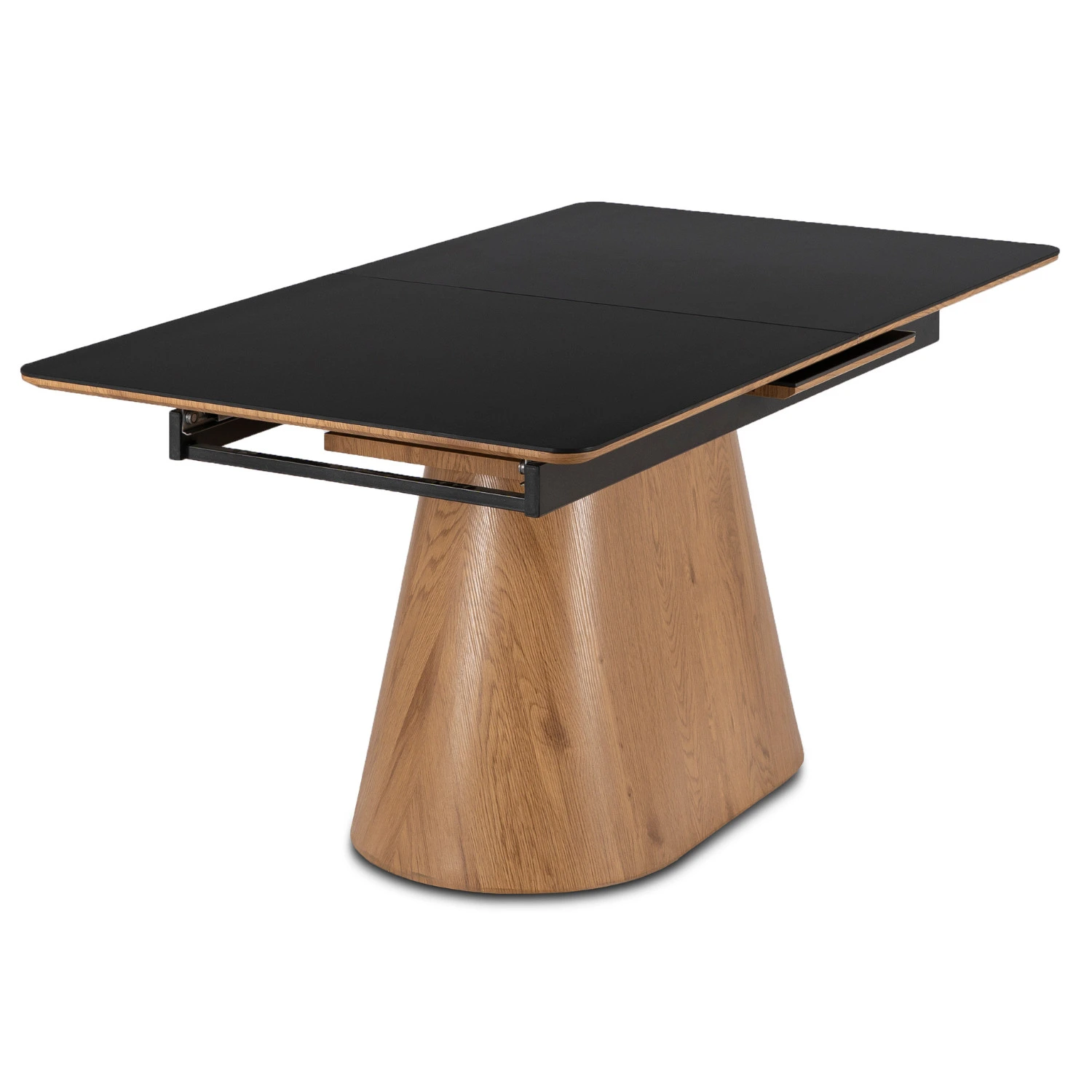 Keramický rozkladací stôl LIZBONA 160-200 cm, čierny/dub