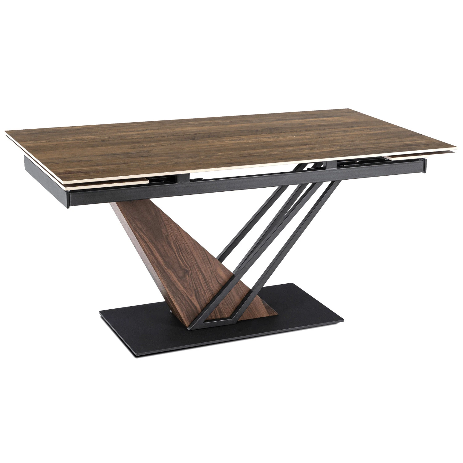 Keramický rozkladací stôl REX 160-220 cm, tmavohnedý/čierny