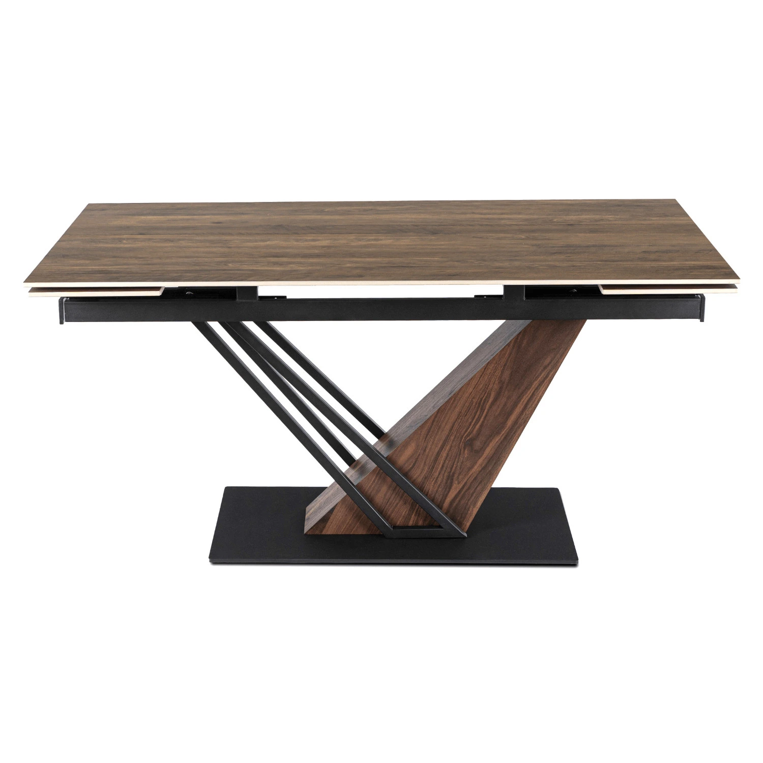 Keramický rozkladací stôl REX 160-220 cm, tmavohnedý/čierny