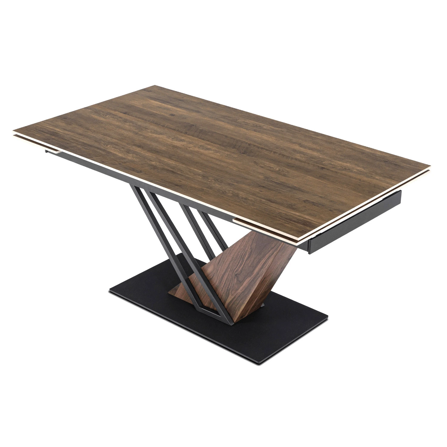Keramický rozkladací stôl REX 160-220 cm, tmavohnedý/čierny