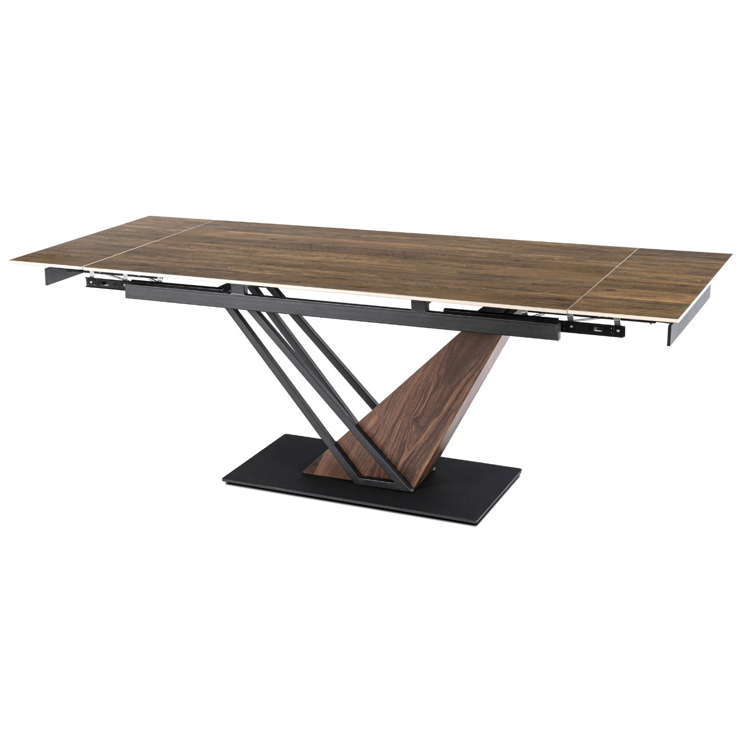 Keramický rozkladací stôl REX 160-220 cm, tmavohnedý/čierny