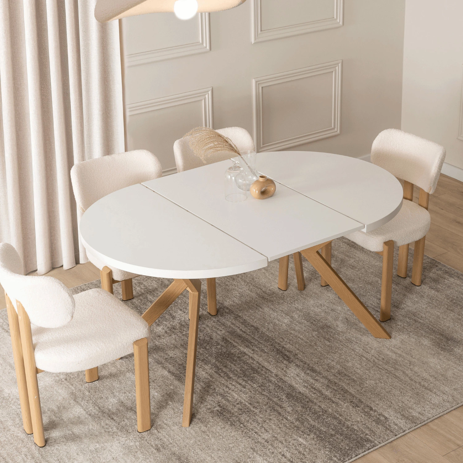Rozkladací stôl LUKAS 100-250 cm, biely/drevený