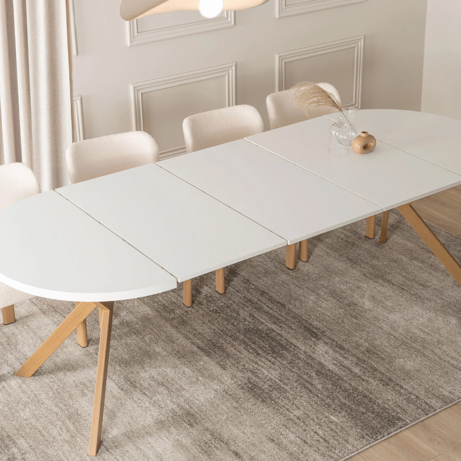Rozkladací stôl LUKAS 100-250 cm, biely/drevený