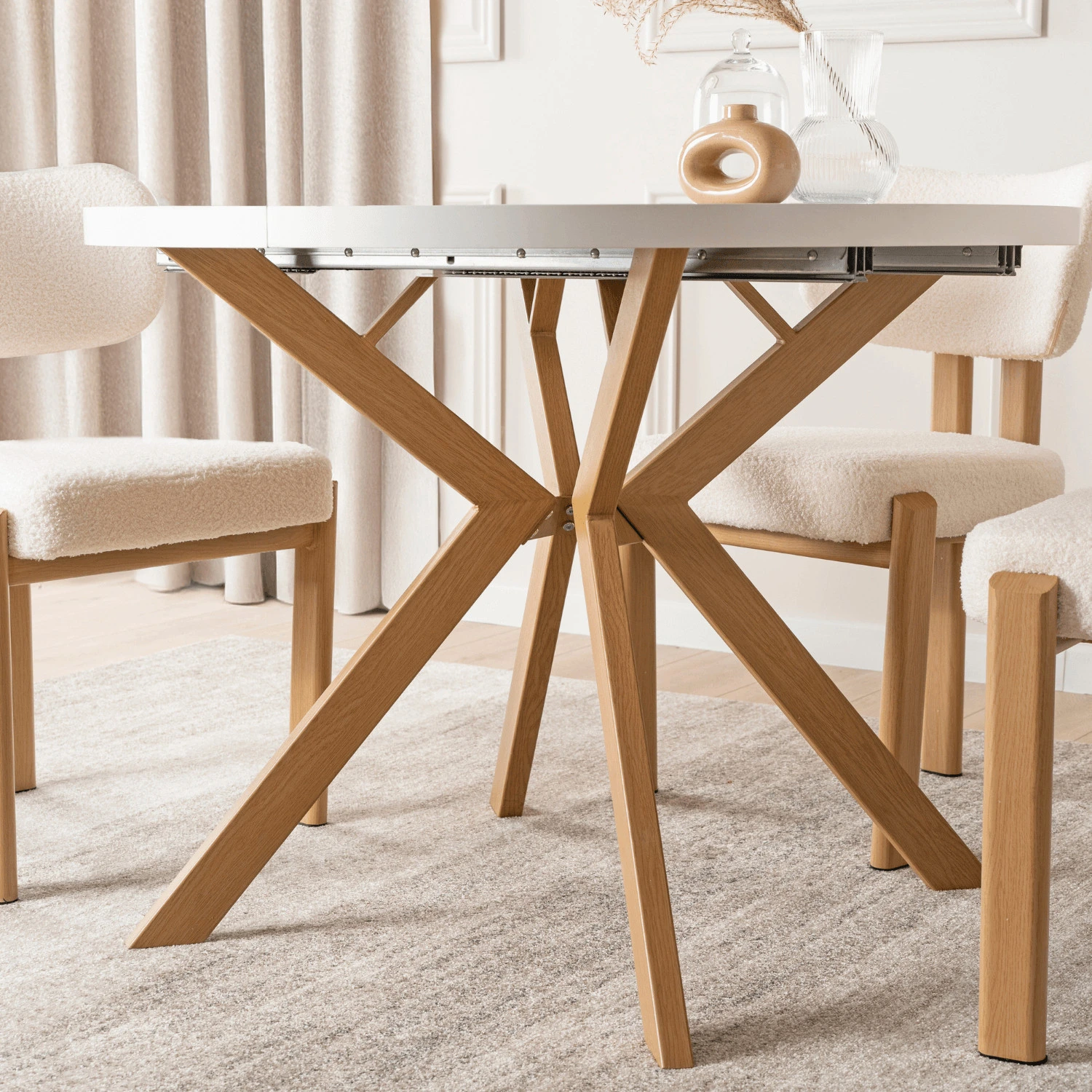 Rozkladací stôl LUKAS 100-250 cm, biely/drevený