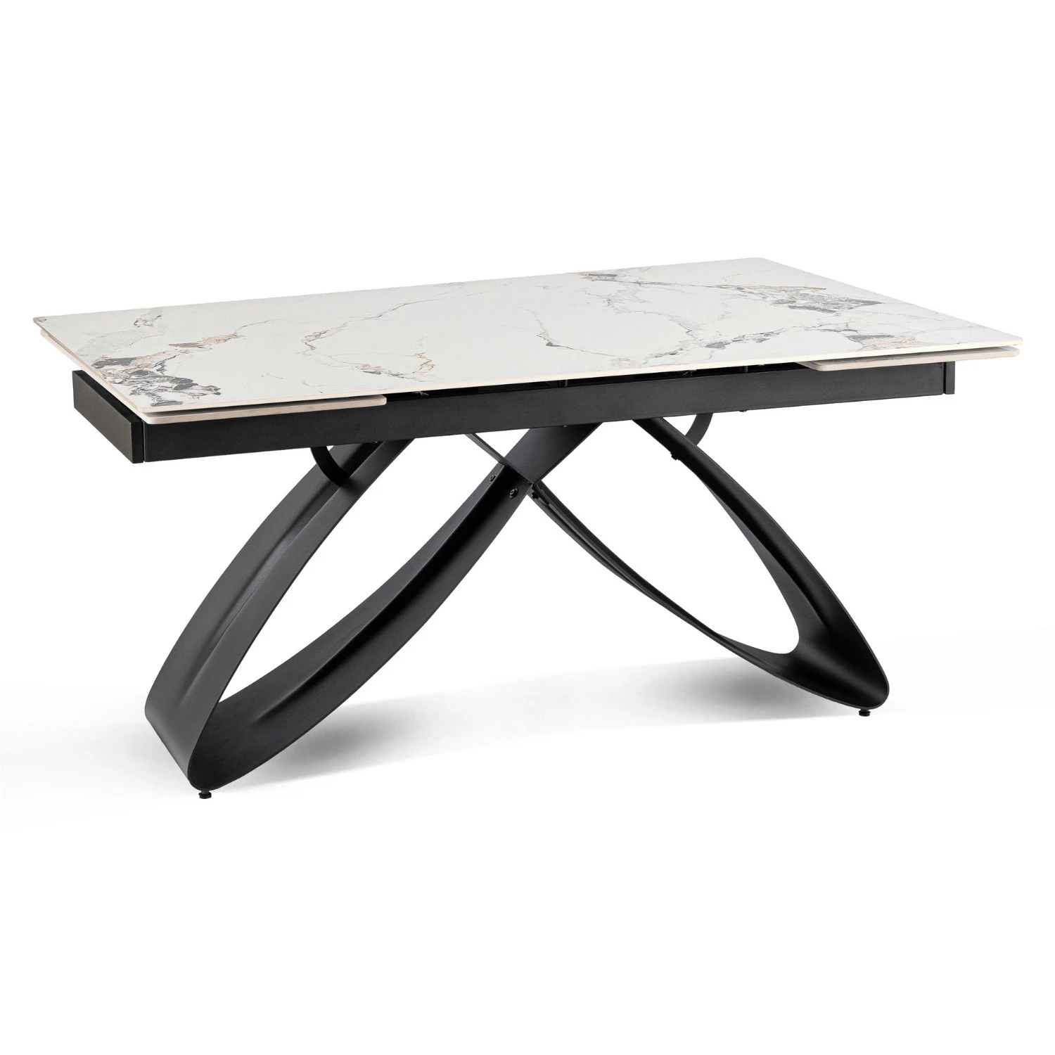 Keramický rozkladací stôl LUIGI 160-240 cm, biely mramor/čierny