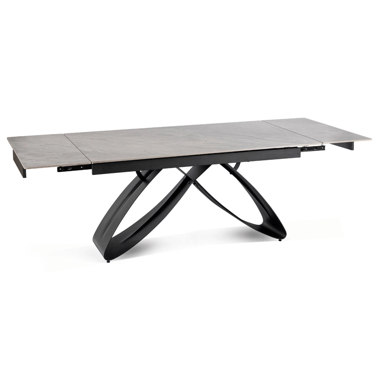 Keramický rozkladací stôl LUIGI 160-240 cm, sivý mramor/čierny