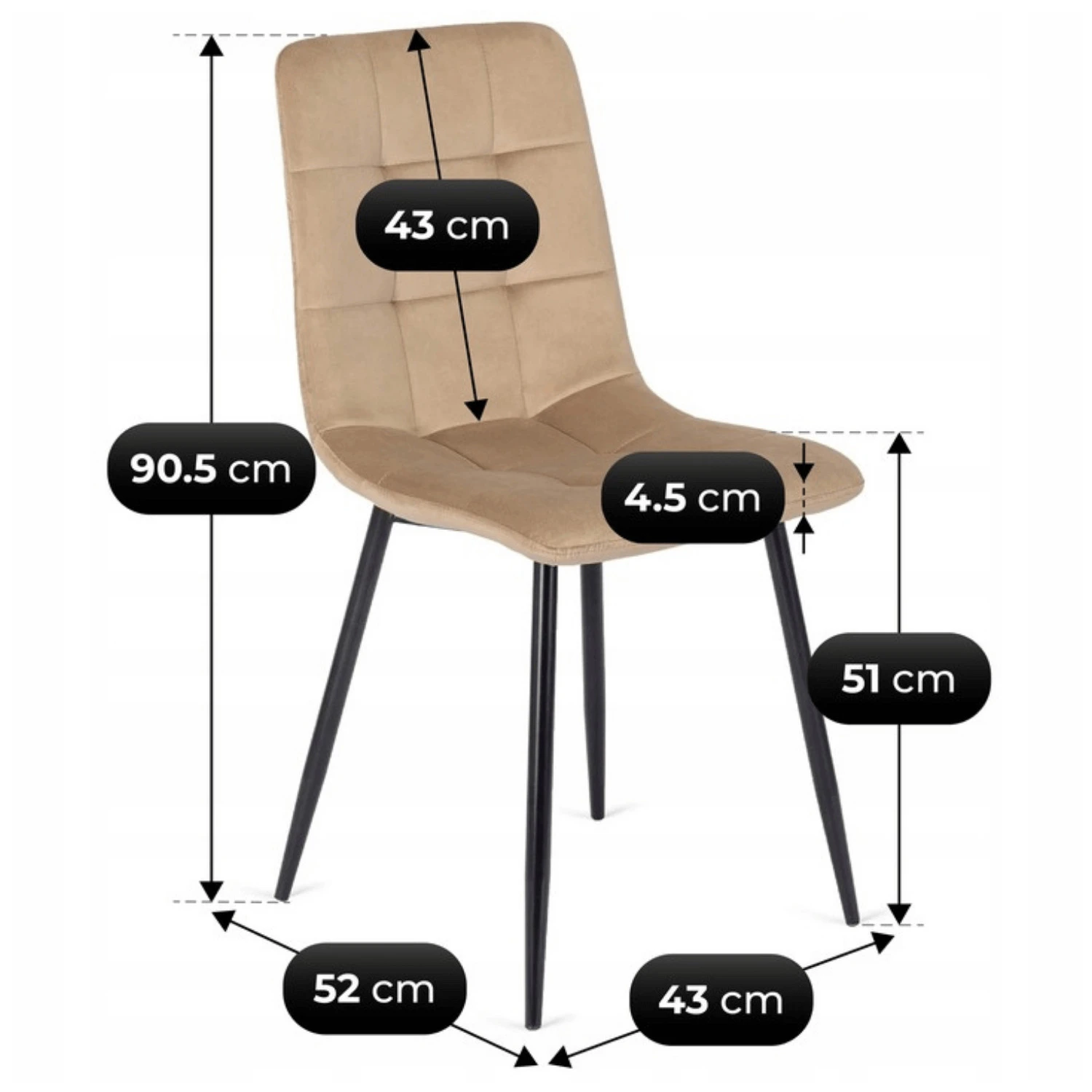 Sada: stôl HARRY 102-142 cm (dub craft/čierny) a 4 stoličky PERU (béžové)
